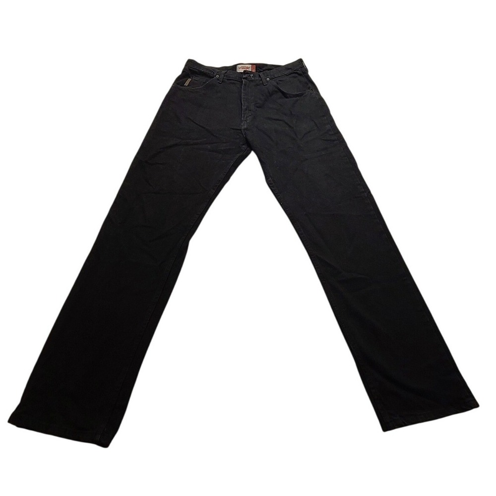 Genuine Wrangler Regular Fit Black Jeans Men's 36x34 Cotton Denim Pants Casual